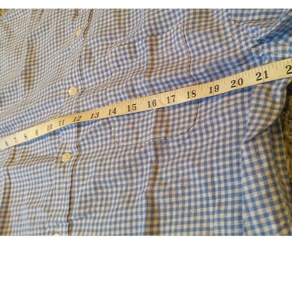 Men's Blue Slim Fit Long Sleeve Gingham Linen Shirt Size Large - NWT - Picture 9 of 9